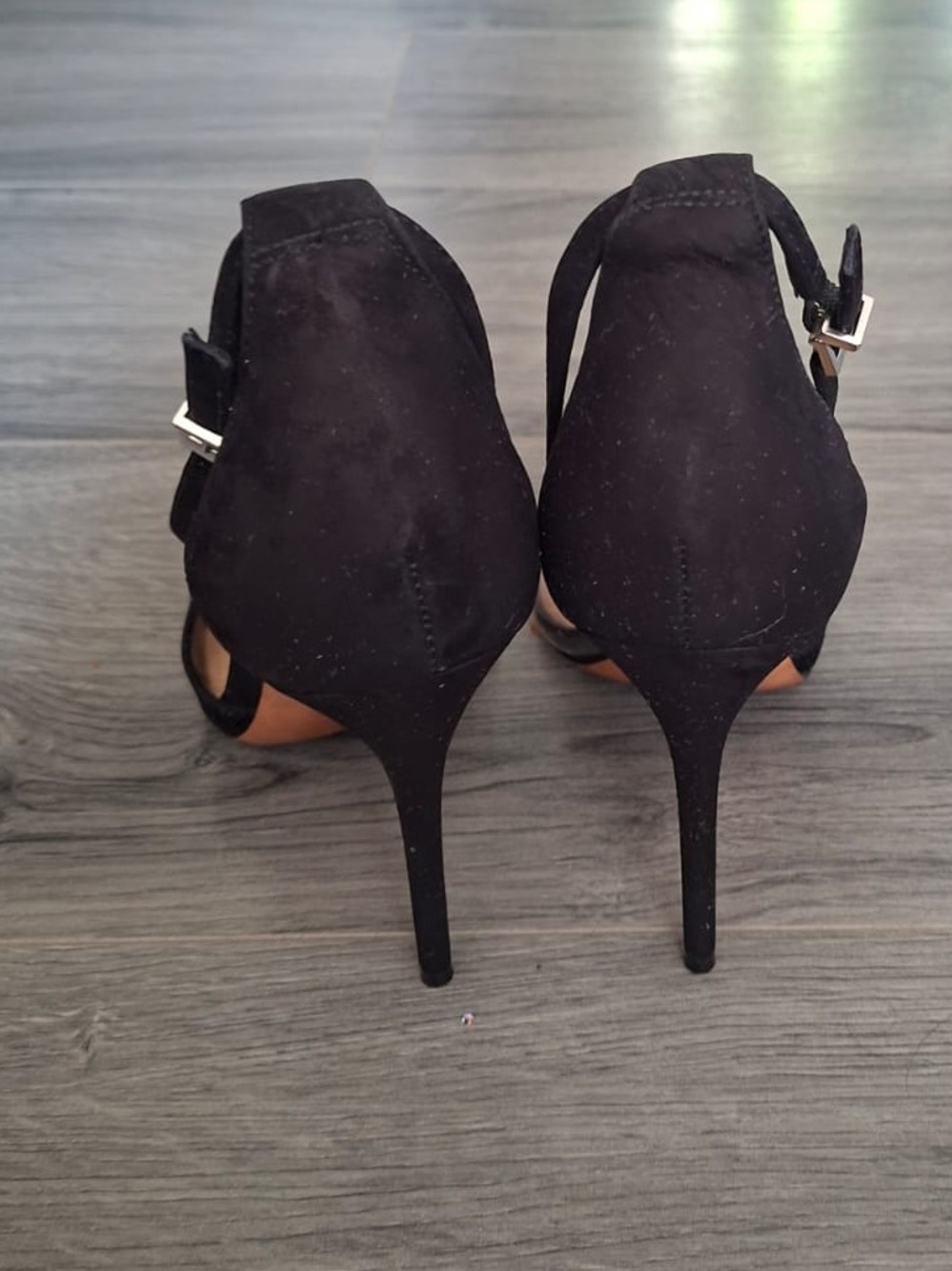 SCHUTZ Nissy Black Pointed Toe Ankle Strap Pumps with Clear Panel - Picture 5 of 6